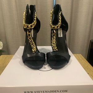 Steve Madden, gold chain detail heels